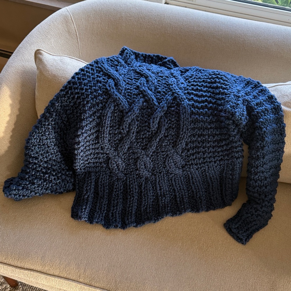 Loopy Case Blue Chunky Knit Sweater